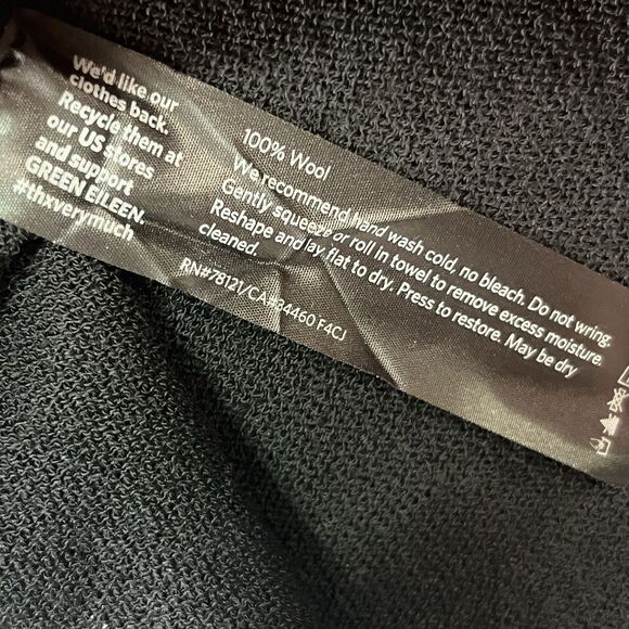 Eileen Fisher Minimalist Black Italian Wool Sleeveless Crew Neck Shift Dress L - Picture 4 of 8